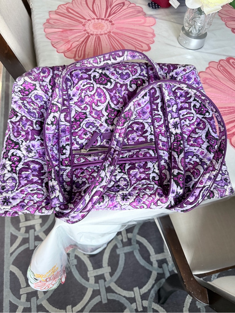 Vera Bradley Purple Quilted Floral Tote - Picture 4 of 9